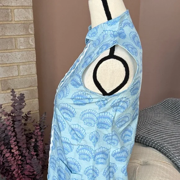 SAIL TO SABLE Short Ric Rac Dress - Blue Shell Seashell Print - Picture 4 of 9